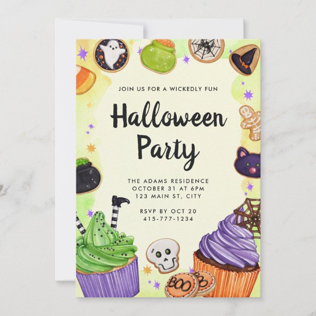 Invitation Trick d'Halloween ou gâteaux (Devant)