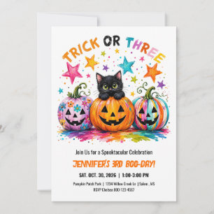 Invitation Trick or Three 3e Anniversaire Fête d'Halloween Ch