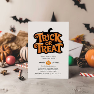 Invitation TRICK OR TREAT Fête SIMPLE D'Halloween 