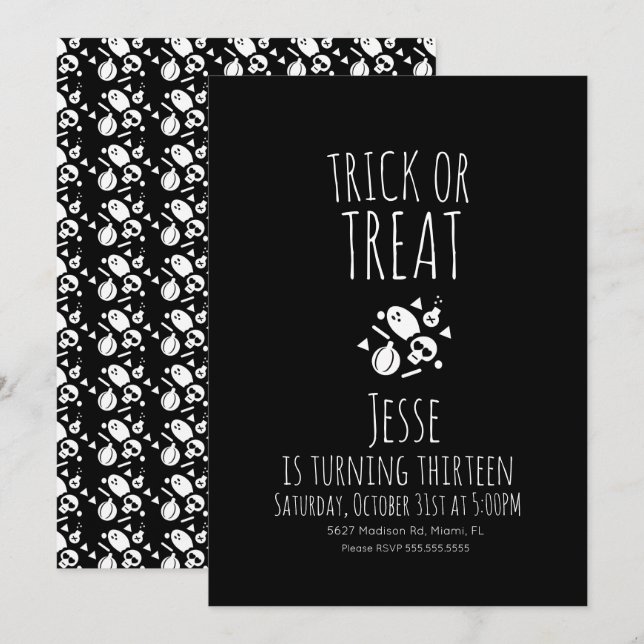 Invitation Trick or Treat Ghost Halloween Anniversaire Invita (Devant / Derrière)