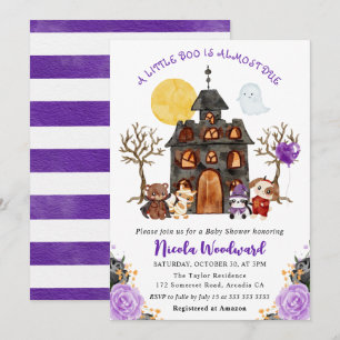 Invitation Trick or Treat Halloween Bébé Shower aquarelle