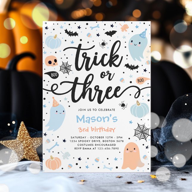 Invitation Trick or Treat Halloween Ghost 3e fête d'anniversa (Créateur téléchargé)