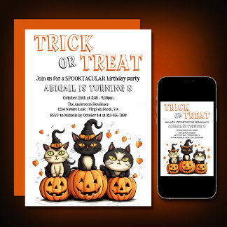 Invitation Trick or Treat mignonne Halloween Chats Anniversai