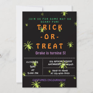 Invitation Trick ou traitement, Araignées d'Halloween, Éffray