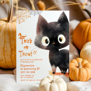 Invitation Trick ou traiter mignon chat noir Spooktacular par