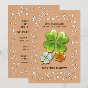 Invitation Tricolor Shamrock St. Patrick's Day Party