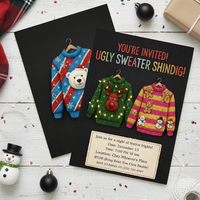 Invitation Tricotée pour une Soirée Pull Moche Réa (Créateur téléchargé)