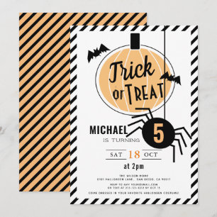 Invitation Tricoter ou traiter Citrouille orange Halloween An
