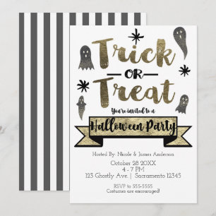 Invitation Tricoter ou traiter Ghost Chic Modern Halloween Pa