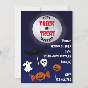 Invitation Tricoter ou traiter Halloween bonbons éffrayants