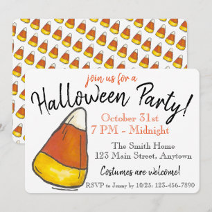Invitation Tricoter ou traiter Halloween Party Candy Corn