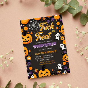Invitation Tricoter ou traiter la fête d'Halloween rétro supe