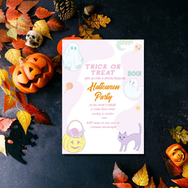 Invitation tricoter ou traiter l'heure de la fête halloween (Créateur téléchargé)