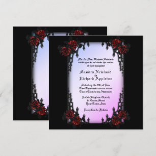 Invitation Trimestre français Mariage à thème Goth violet