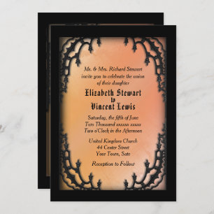 Invitation Trimestre gothique Orange Mariage