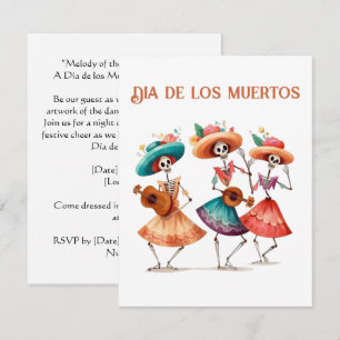 Invitation Trio de Calavera Dançant pour le Jour des Morts