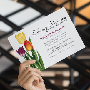 Invitation Trio de Tulipes dans la mémoire aimante   Funérail