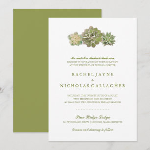 Invitation Trio Succulent Sage Green  Mariage