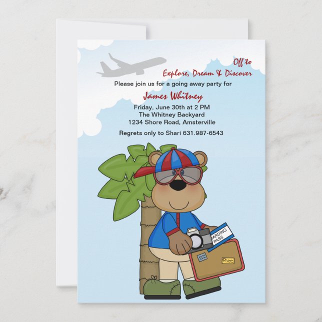 Invitation Trip Ready Teddy Go Away Party (Devant)
