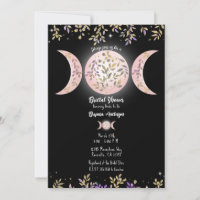 Triple Déesse Lunaire Fleurs Noir Mariage Douche