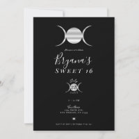 Triple Déesse Lune Cycle Argent & Noir Sweet 16