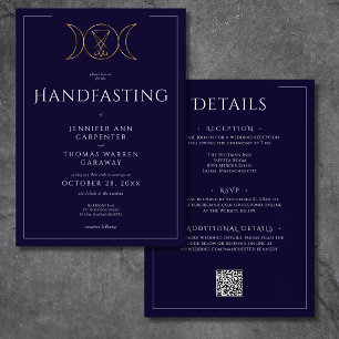Invitation Triple Déesse Wiccan Lune Bleu Poignée Deux Côtés
