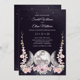 Invitation Triple Lune violet nuit Ciel Wicca Handfasting