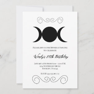 Invitation Triple Moon Goddess Pentacle Anniversaire