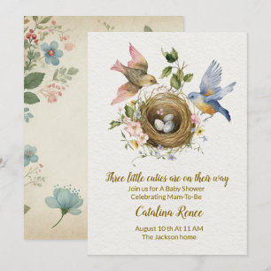 Invitation Tripler la Joie : Une Célébration pour nos Triplés