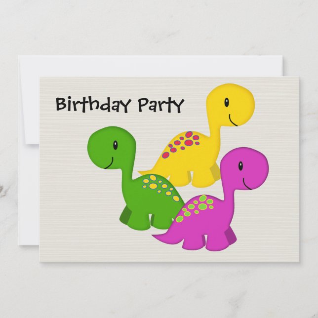 Invitation Triplés de Baby Dino (Devant)