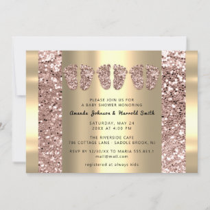 Invitation Triplets Baby shower Pieds Rose Parties scintillan
