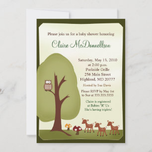 Invitation TRIPLETS Bébé Cerf Baby shower forestier forestier