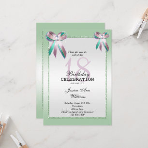 Invitation Tripple Gem Bow & Parties scintillant 18e annivers