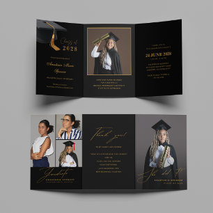 Invitation Triptyque de Remise de Diplômes en Or N