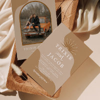TRIXIE Beige Taupe Rétro Arched Photo Boho Mariage