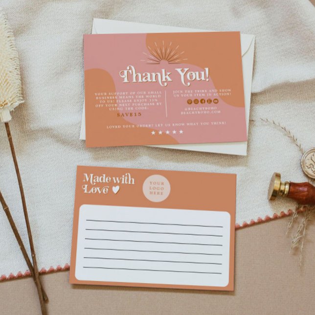 Invitation TRIXIE Rétro Orange Rose les années 70 Merci d'aff (Créateur téléchargé)