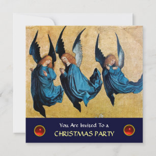 Invitation TROIS ANGELS EN BLEU, Rubis rouge, papier feutre
