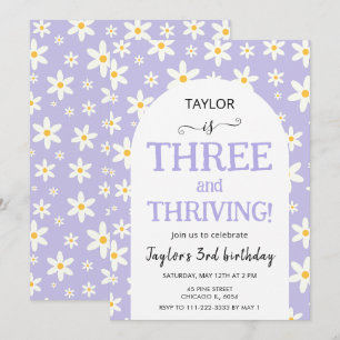 Invitation Trois ans et en pleine forme Daisy Violette 3ème A