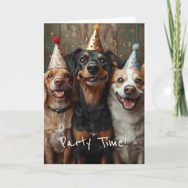 Invitation Trois chiens d'anniversaire (Devant)