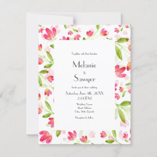 Invitation Trois corail rose Motif d'aquarelle