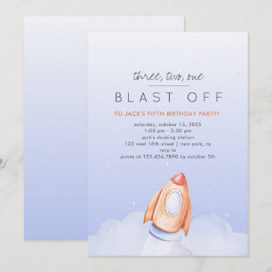 Invitation Trois Deux Un Feu Au-Delà De L'Espace Anniversaire