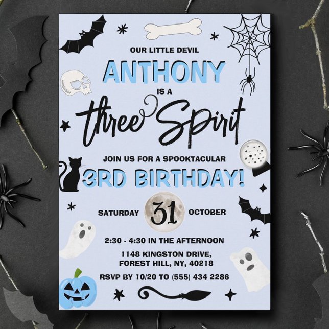 Invitation Trois Esprit ! Boys Halloween 3e anniversaire (Créateur téléchargé)