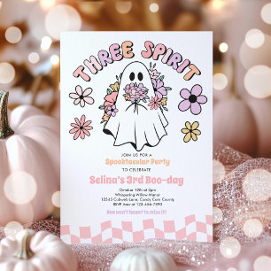 Invitation Trois Esprit Halloween Fantôme Floral 3e anniversa
