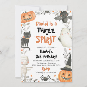 Invitation Trois Esprit mignon Halloween 3e anniversaire Invi