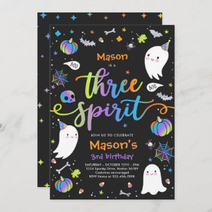 Invitation Trois Esprit mignon Halloween Fantôme 3e anniversa