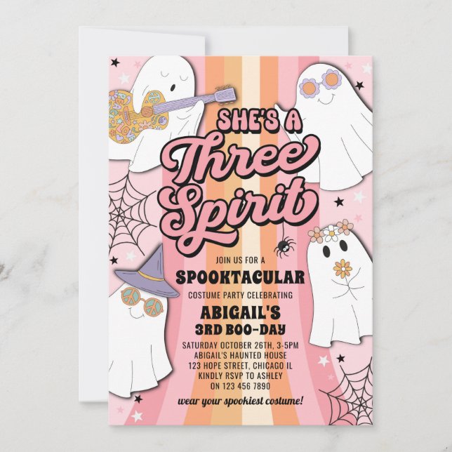 Invitation Trois Esprit Super Halloween Troisième fête d'anni (Devant)