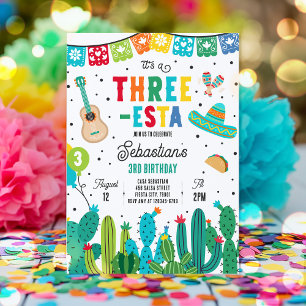 Invitation Trois Esta Mexicaine Fiesta 3e fête d'anniversaire