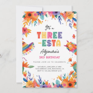 Invitation Trois Esta Mexicaine Fiesta 3e fête d'anniversaire