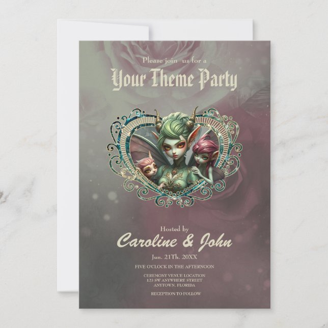 Invitation Trois fées, les compagnons du coeur magique. (Devant)