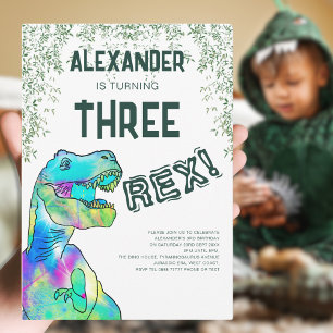 Invitation Trois fêtes d'anniversaire de dinosaure Rex
